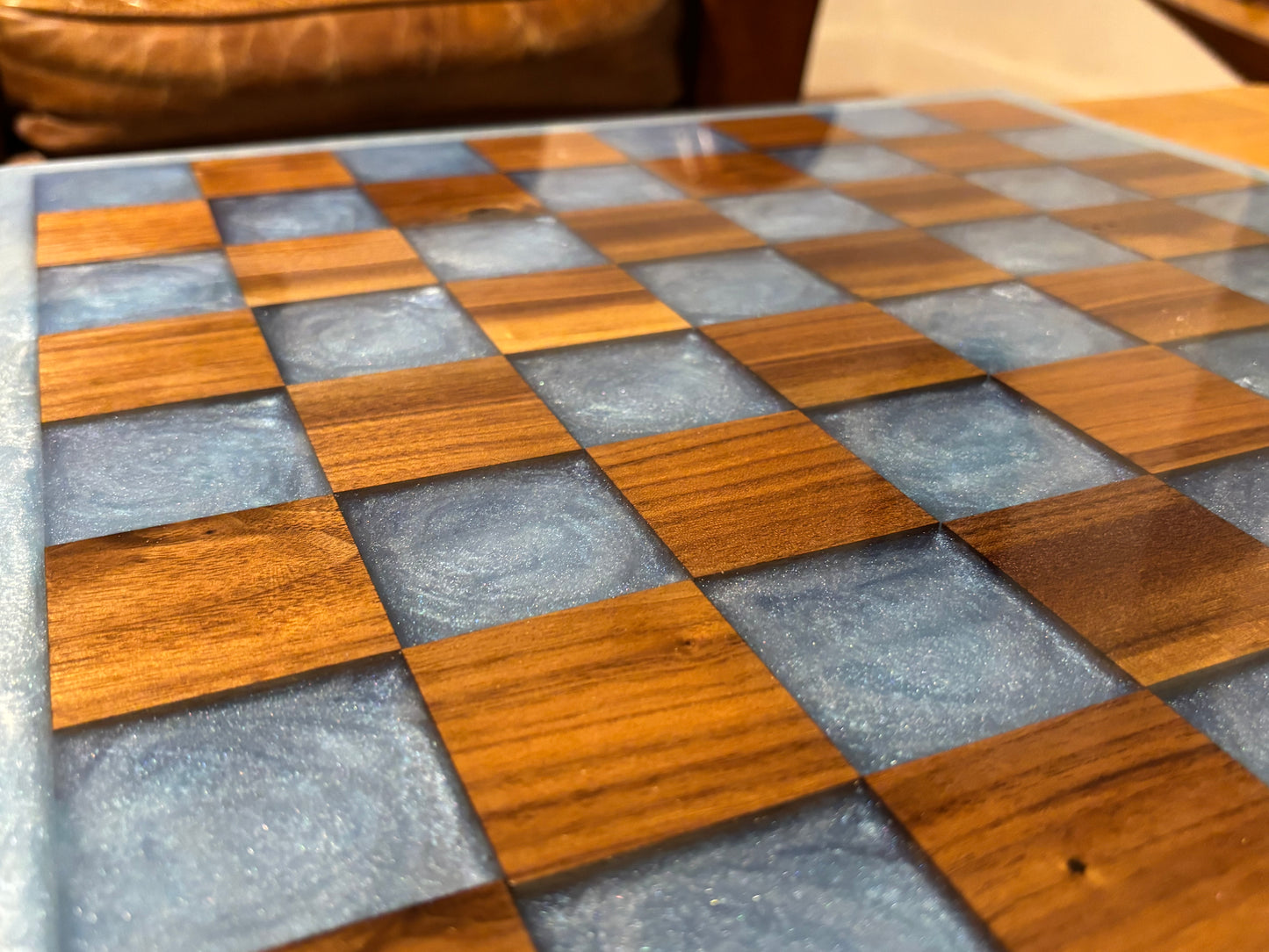 Chess board, Walnut and Epoxy.